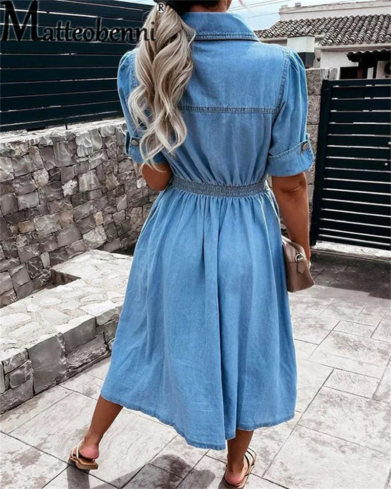 Kvinnors Denim Klänning Trendig Design Hållbart Material 3