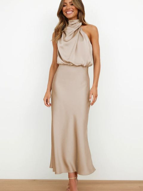 Variant image for Kvinnors Aftonklänning Halterneck Satin Body-con-5
