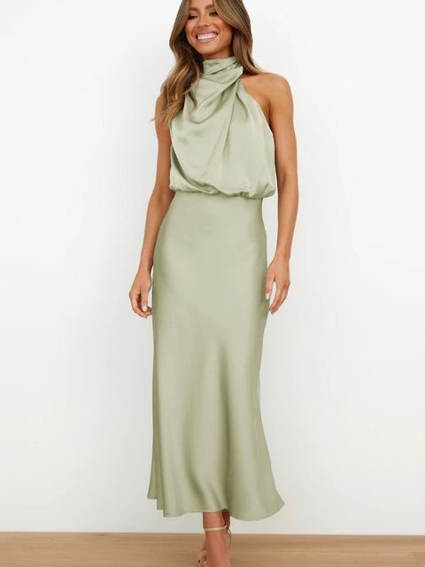Variant image for Kvinnors Aftonklänning Halterneck Satin Body-con-25