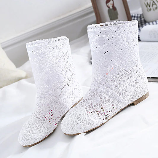 Kvinnors Stövlar Chic Mesh Design Syntetisk Textil-1