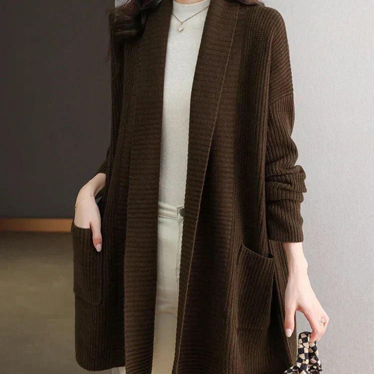 Kvinnors Lång Väst Öppen Front Syntetisk-2