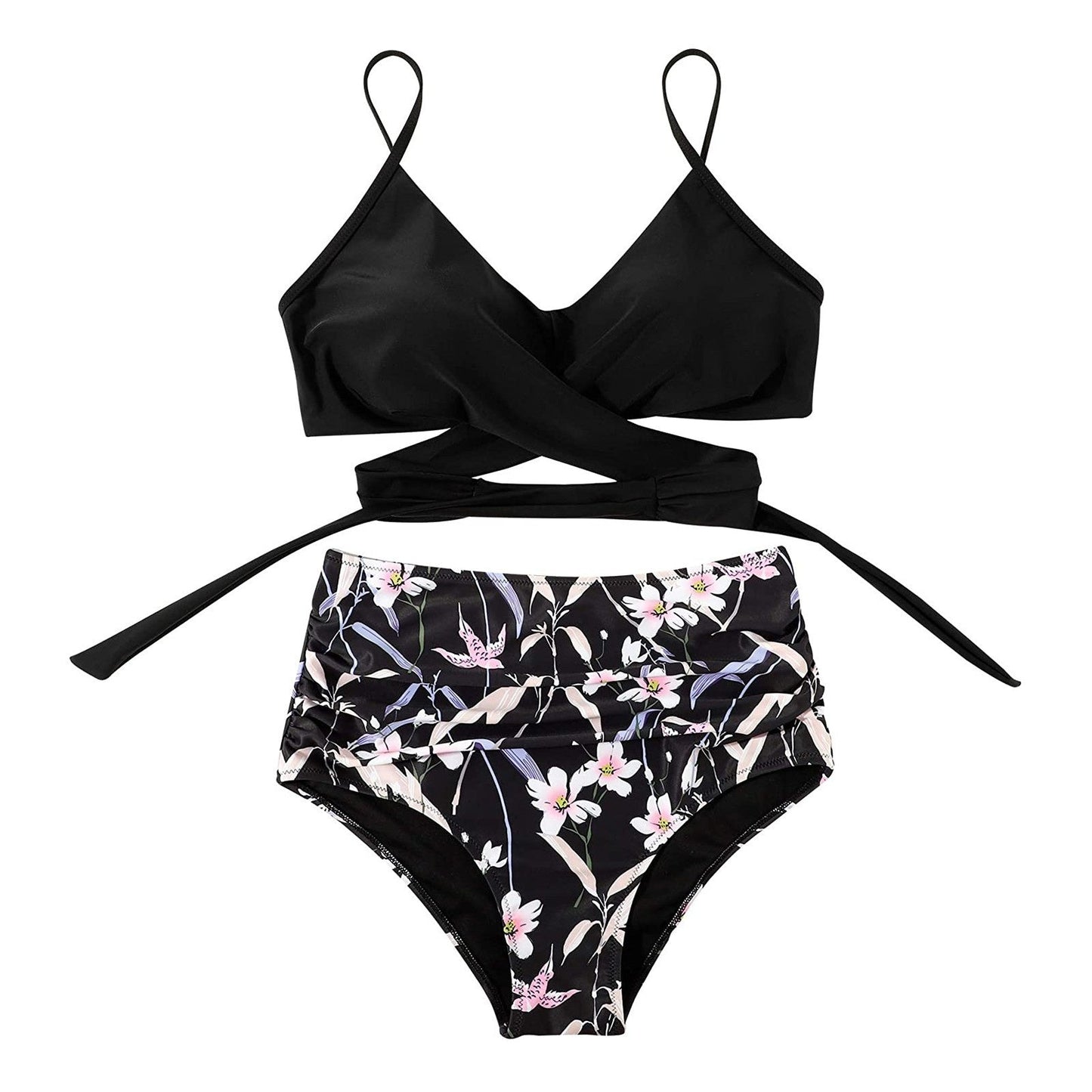 Kvinnors Högmidjad Bikini Stretchigt Material Badkläder Dam 6