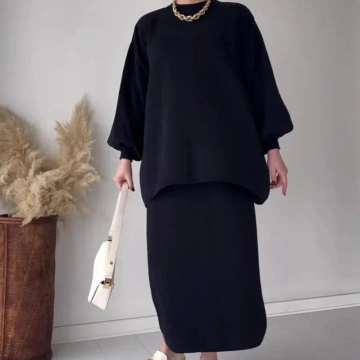 Variant image for Dam Koordinatset Överdimensionerad Lång Midirock Högkvalitativt Tyg-8