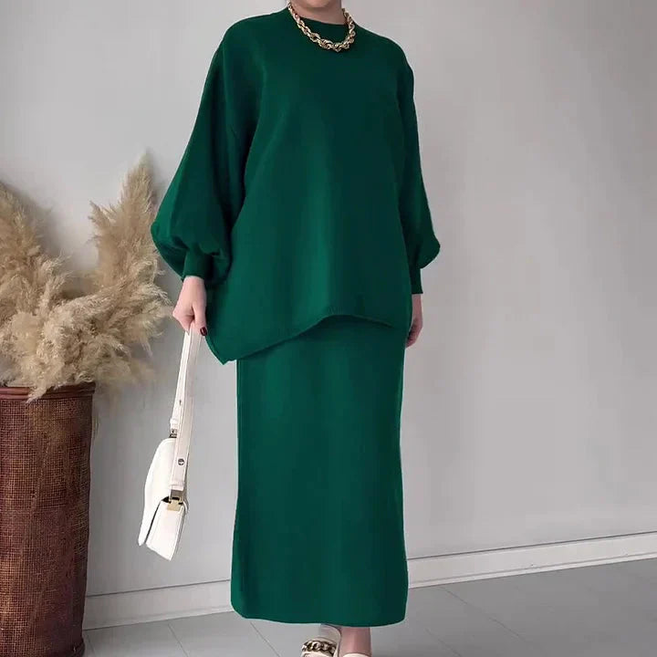 Variant image for Dam Koordinatset Överdimensionerad Lång Midirock Högkvalitativt Tyg-15