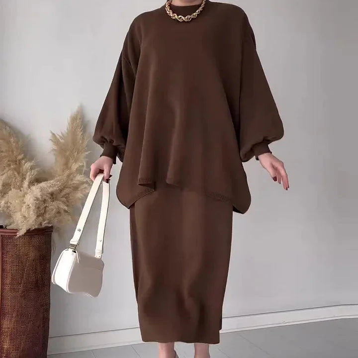 Variant image for Dam Koordinatset Överdimensionerad Lång Midirock Högkvalitativt Tyg-1