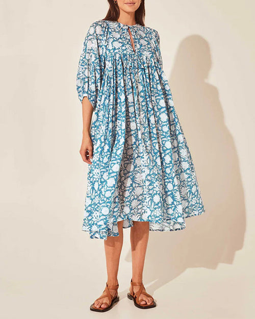 Kvinnors A-Linjeformad Klänning i Blandat Tyg-1