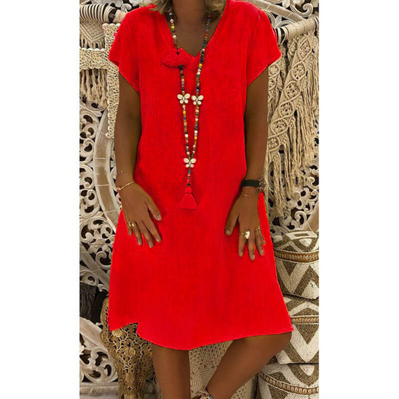 Variant image for Fina Dam Klänningar Midi V-hals Bomull och Linne-57