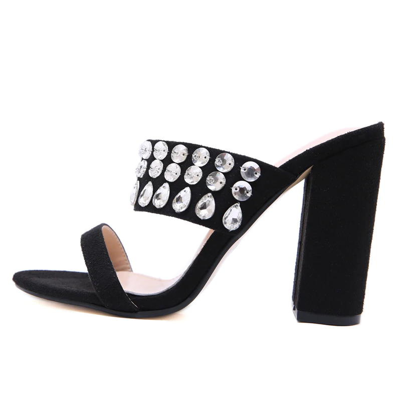 Dam Sandal Slip-On PU Med Hologram-Snake Mönster och Rhinestones 4