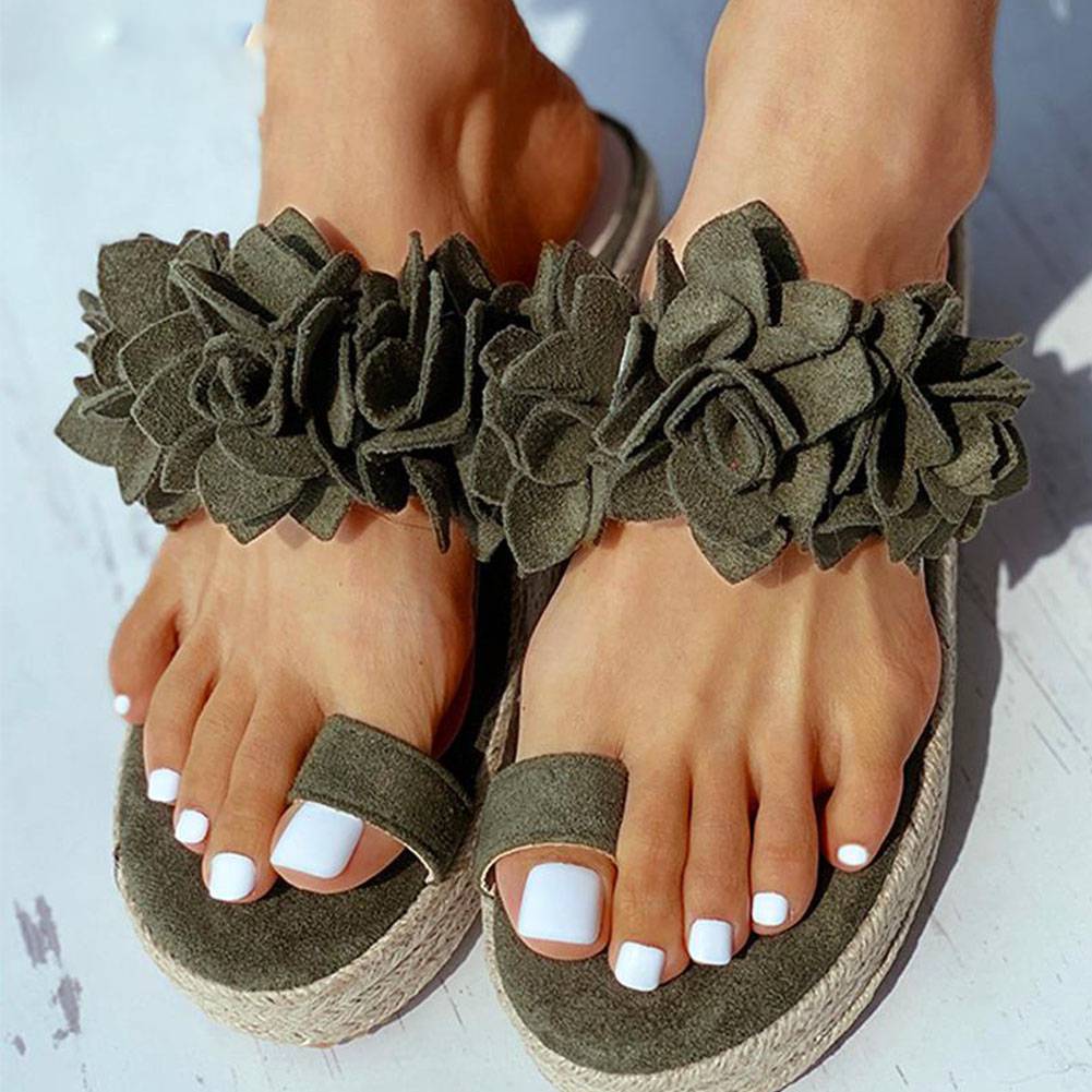 Kvinnor Kilsandaler Blommig Rem PU Medelhög Kilklack-6