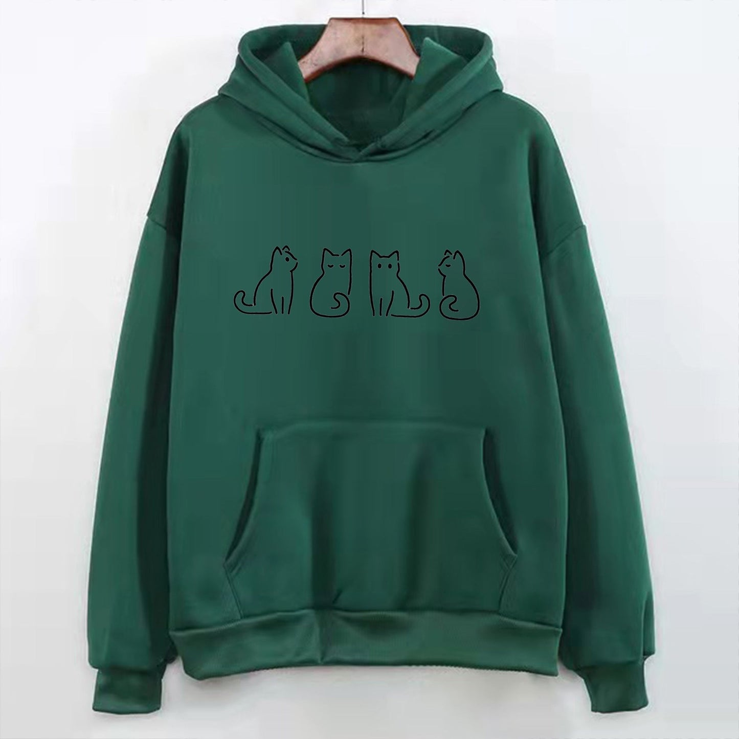 Variant image for Dam Lång Hoodie Avslappnad Stil 100% Bomull-25