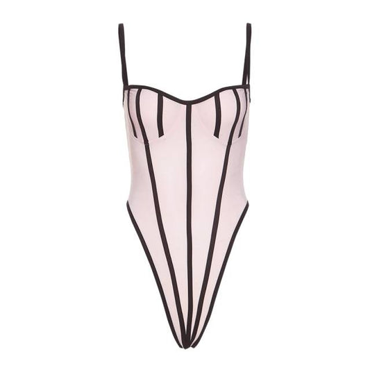 Dam Bodysuit Randig Ărmlös Spaghetti Band Polyester Spandex 1