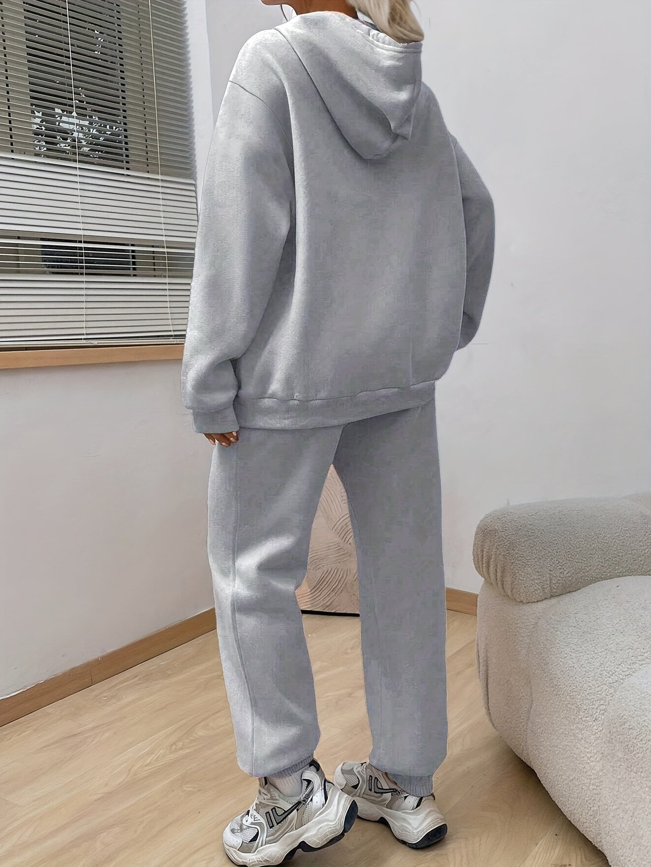 Dam Casual Tröja och Joggingbyxor med Tassmönster i Mjuk Bomullsmix-3