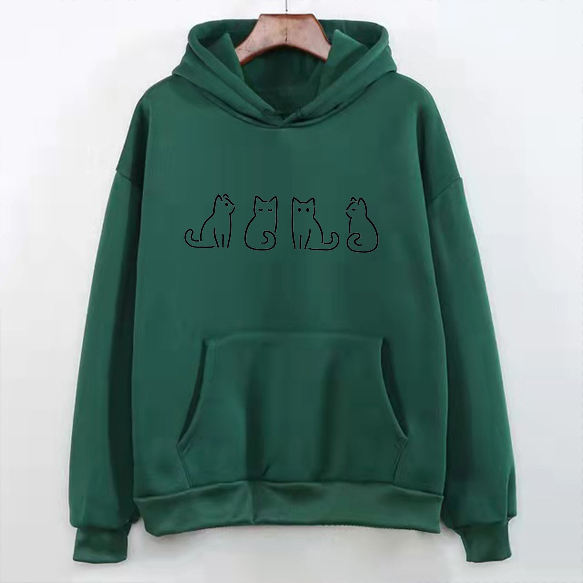 Dam Lång Hoodie Avslappnad Stil 100% Bomull-3