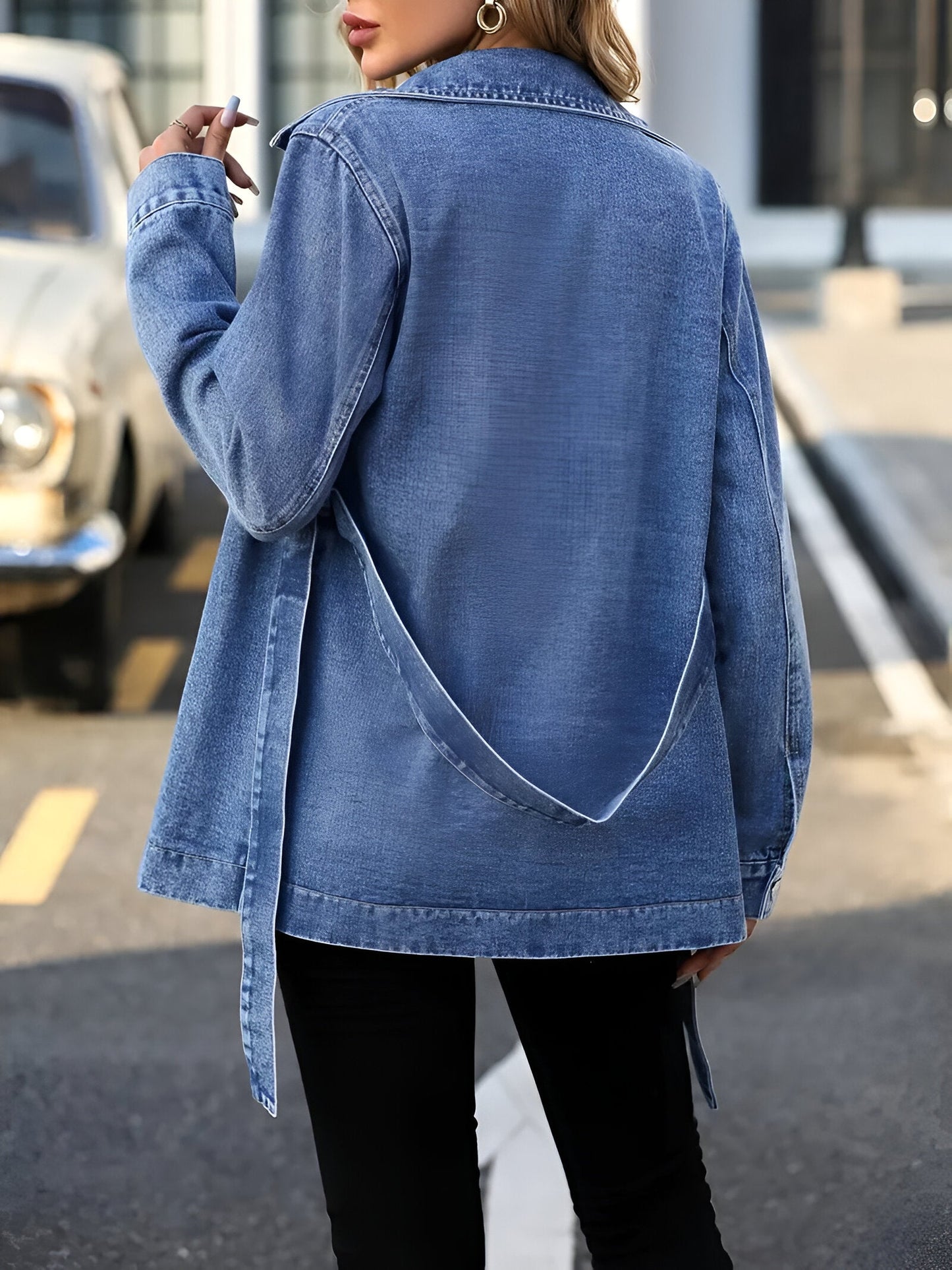 Dam Jeansjacka med Axelremmar i Denim-2