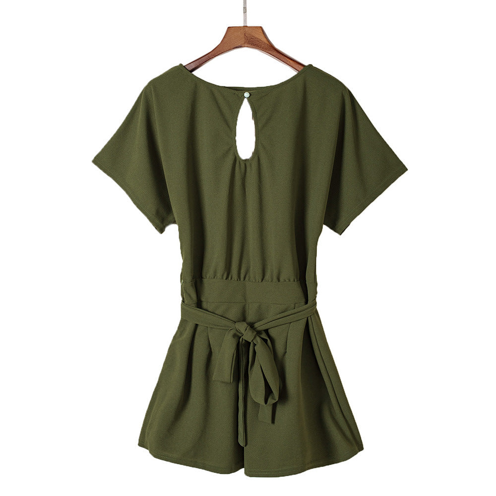 Tvådelat Set Dam Rund Halsringning Högmidjade Shorts Polyester-5