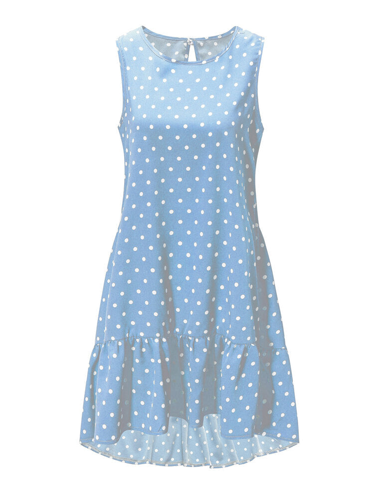 Variant image for Dam Midiklänning Prickig Avslappnad Stil 100% Polyester-13