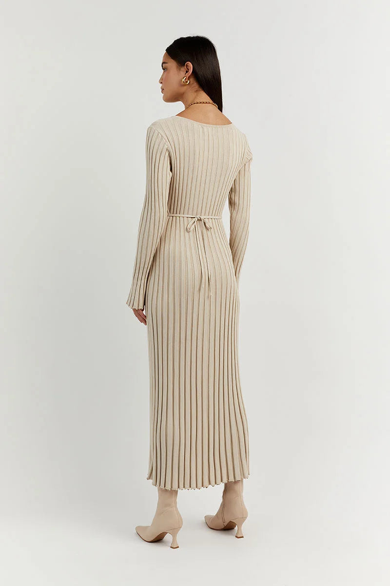 Kvinna Midi Klänning Långa Ärmar Polyester-3
