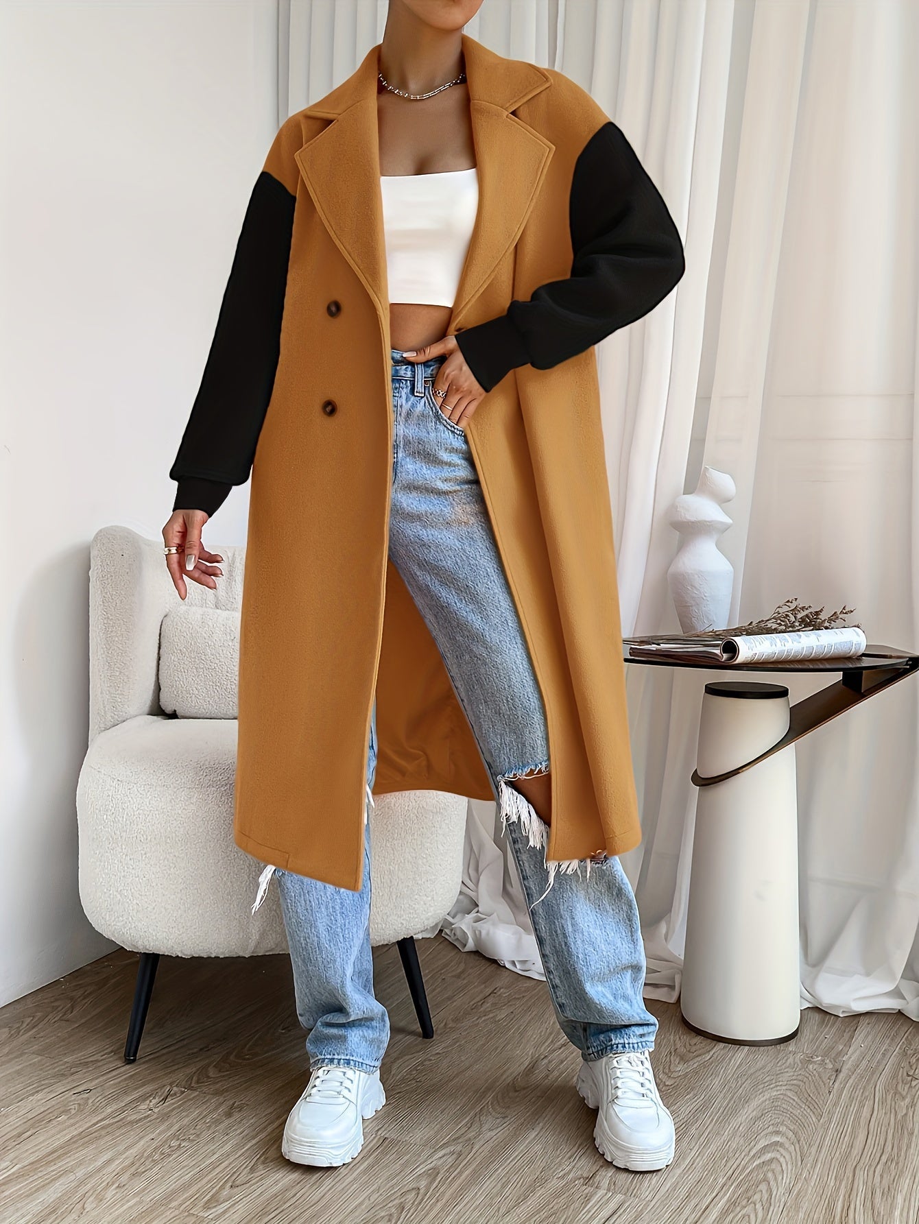 Dam Trenchcoat Vindtät Design med Bälte i Högkvalitativt Material-2