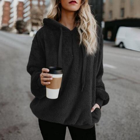 Kvinnors Hoodie Fluffig Avslappnad Vinterdesign Mjuk Tyg 2