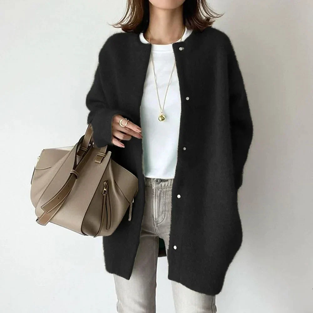 Dam Cardigan Mjuk Fleece med Halsduk Elegans 7