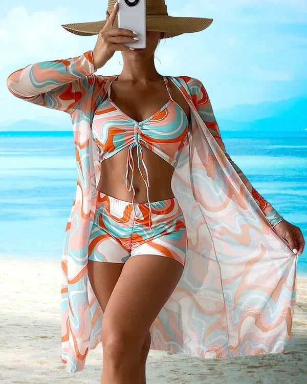 Bikiniset Dam Blommönster Snabbtorkande Med Avtagbar Vaddering-1