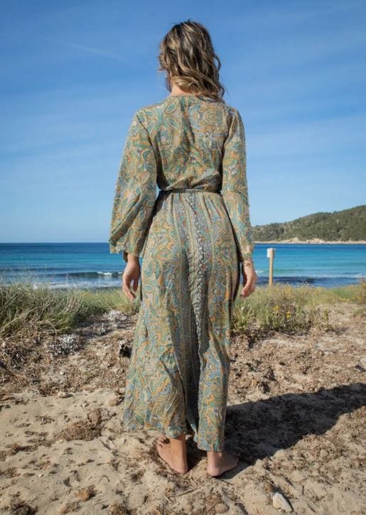 Dam Klänning Wrap Design 100% Bomull Trendig Sommaroutfit-3