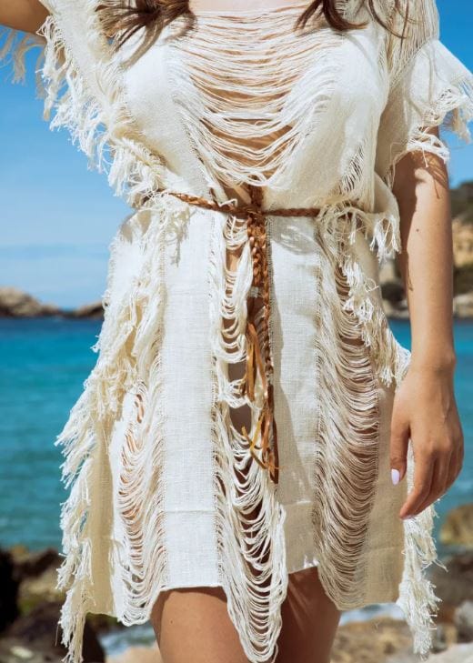 Kvinna Kort Klänning Avslappnad Bomull Sommarklänning-4