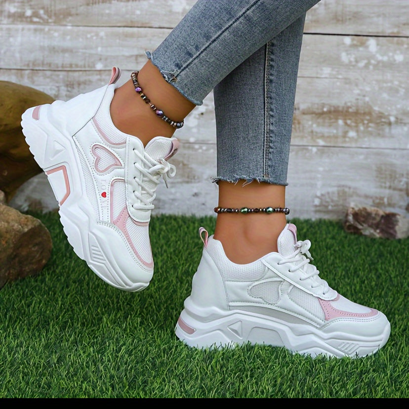 Dam Sneakers Hjärtmönster Platånsula Textil Syntet-4