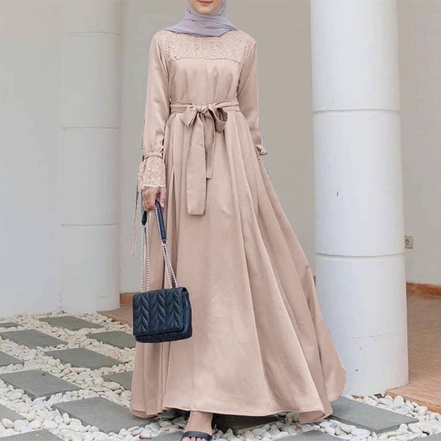 Maxiklänning Dam Långärmad Polyester Elegant Lång Klänning 9