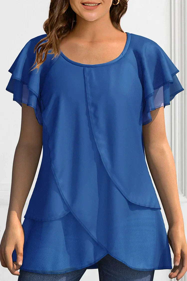 Kvinnors Överdimensionerad Blus med Ruffles Lätt Material-3