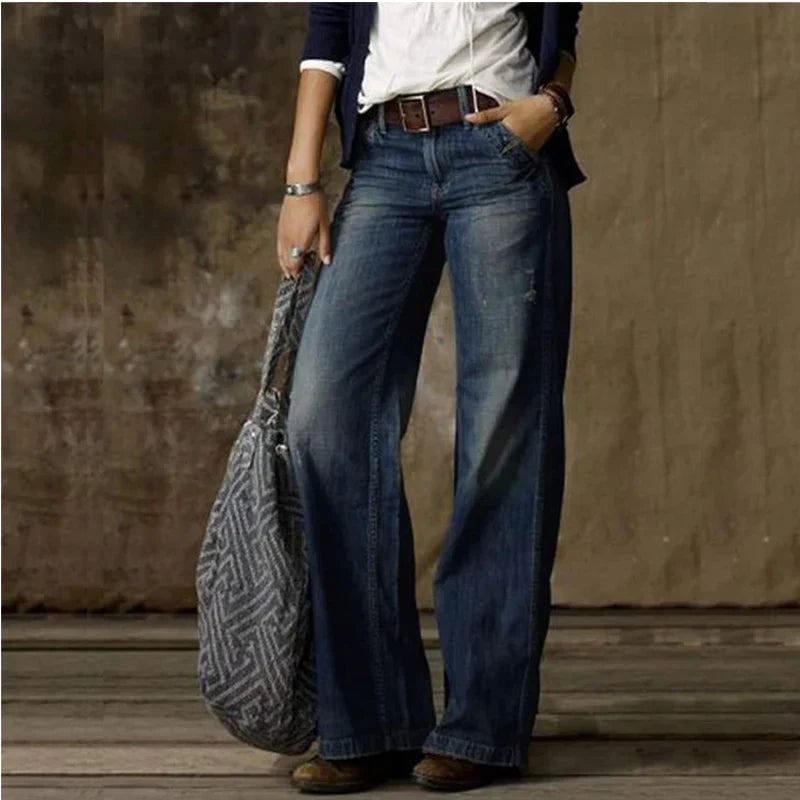 Kvinnors Hög Midja Jeans Polyester Komfortabel Design 2