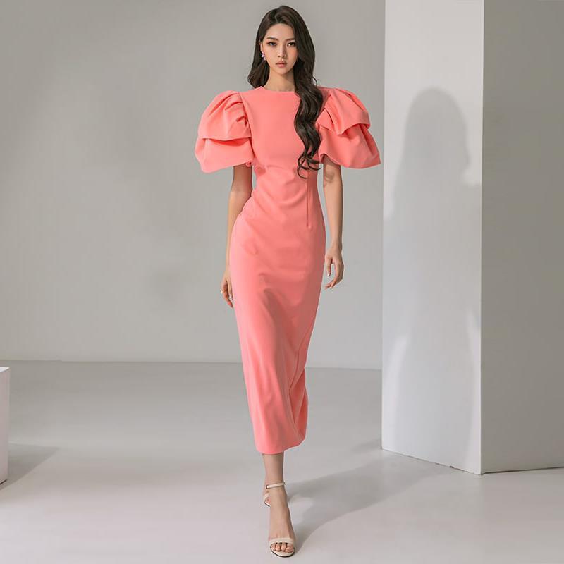 Damkjol Hög Midja Puffärmar Polyester-2