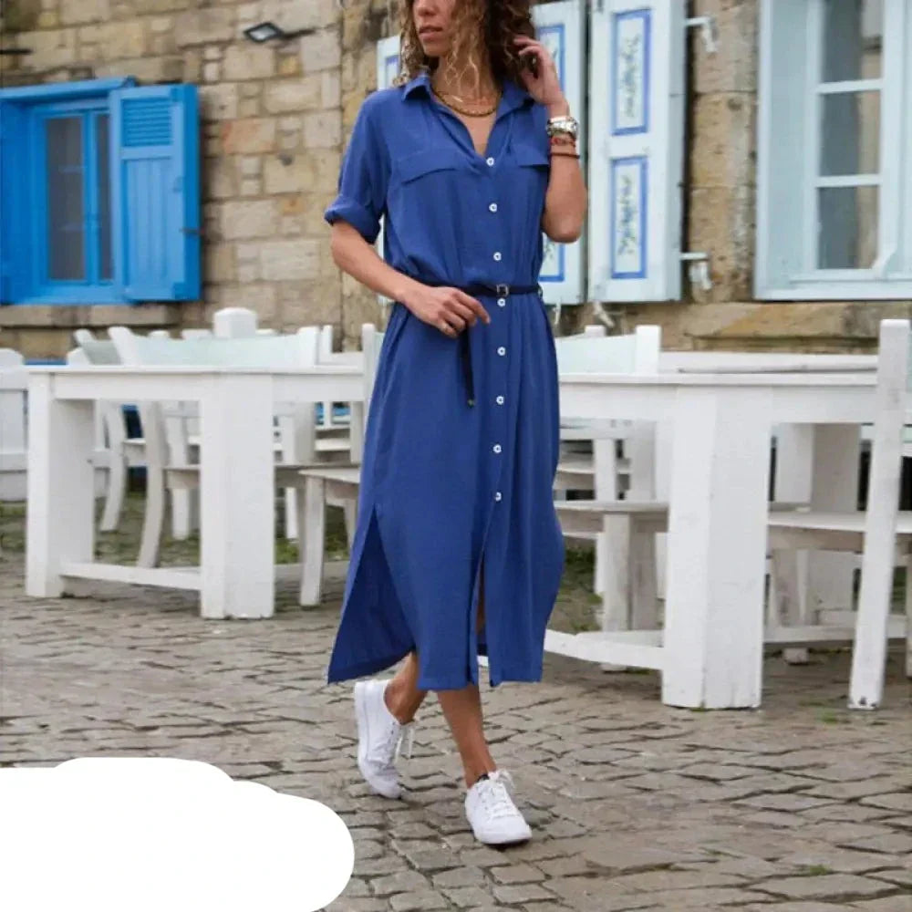 Kvinnors Lång Klänning Avslappnad Lätt Polyester-1