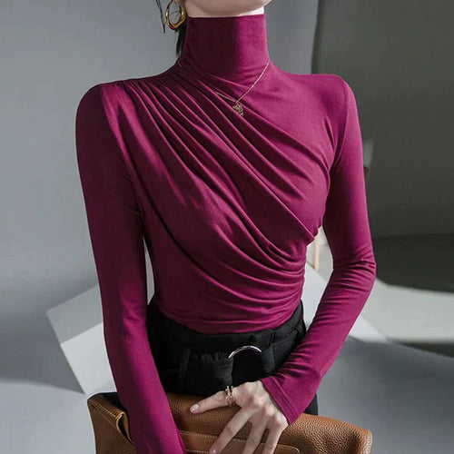 Dam Blus Ruffles Musselin Elegant Stående Krage-1