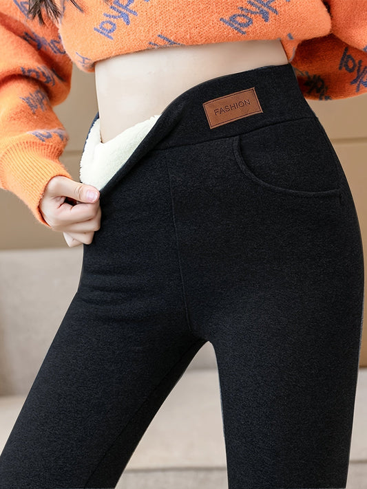 Dam Leggings Slim Fit VĂ€rmande Elastiskt Material-1