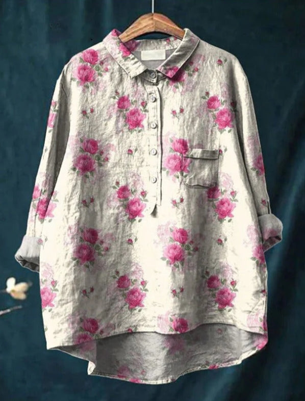 Variant image for Dam Blus Blommönster Figur-kramande Högkvalitativt Tyg-43