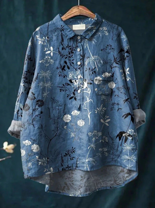 Variant image for Dam Blus Blommönster Figur-kramande Högkvalitativt Tyg-55