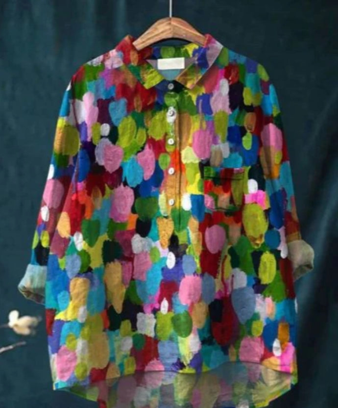 Variant image for Dam Blus Blommönster Figur-kramande Högkvalitativt Tyg-25