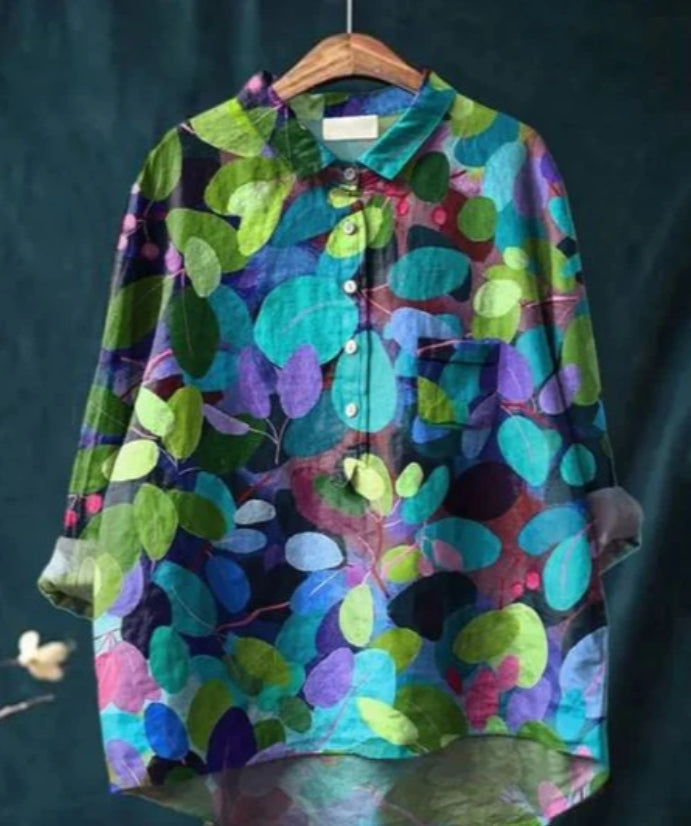 Variant image for Dam Blus Blommönster Figur-kramande Högkvalitativt Tyg-37