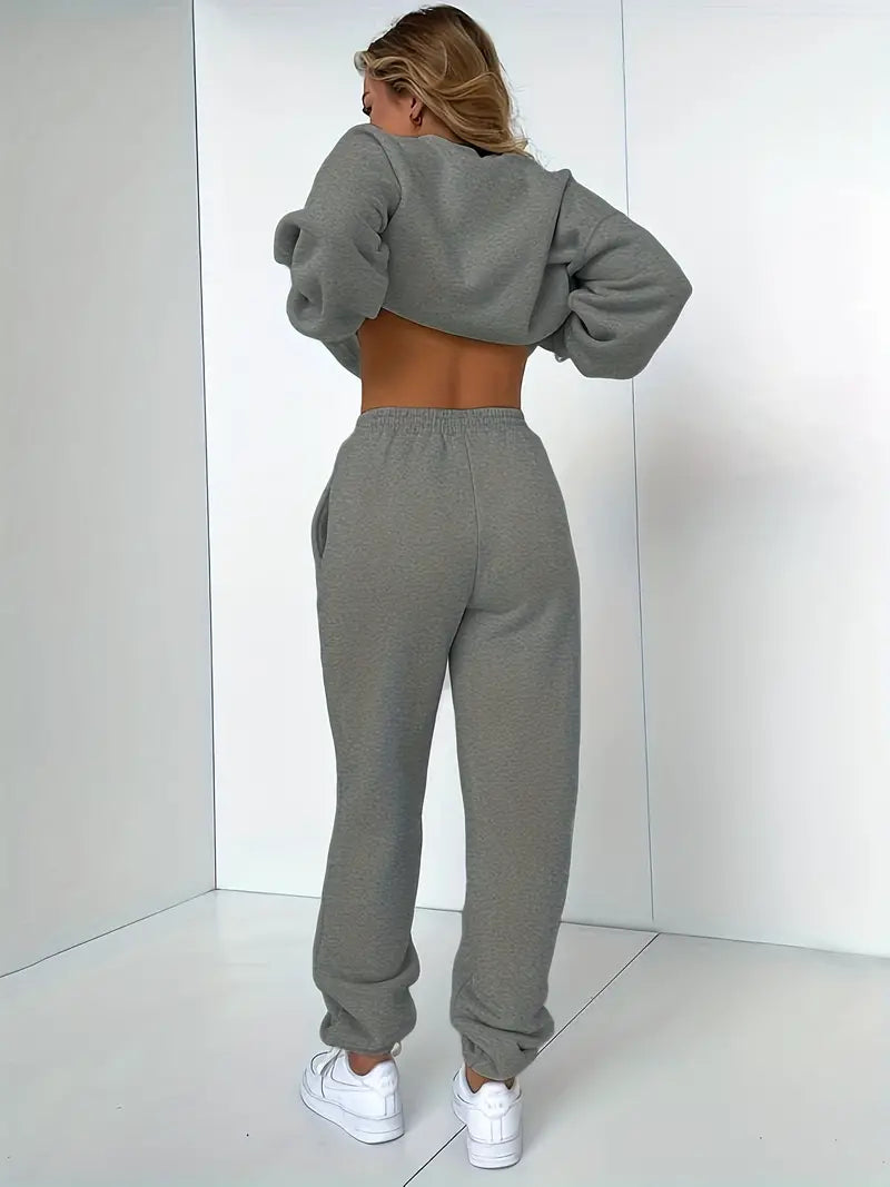 Kvinnors Joggingdräkt Mjuk Casual Tröja och Byxor Elastisk Blend-2