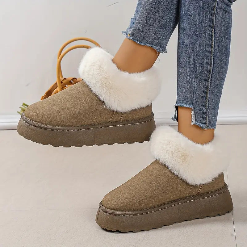 Vinterstövlar Dam Fodrade Vattentåliga med Icke-Glidande Sula-4