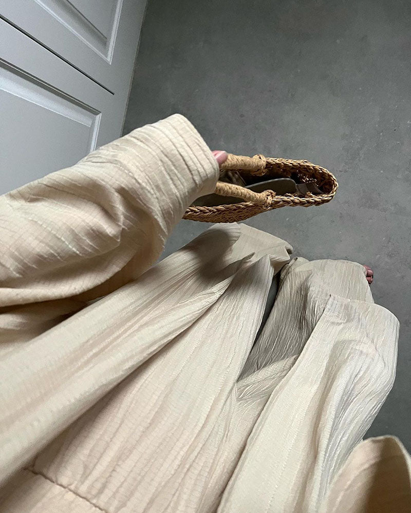 Damer Lång Kofta och Byxor Set i Bomull Polyester-2