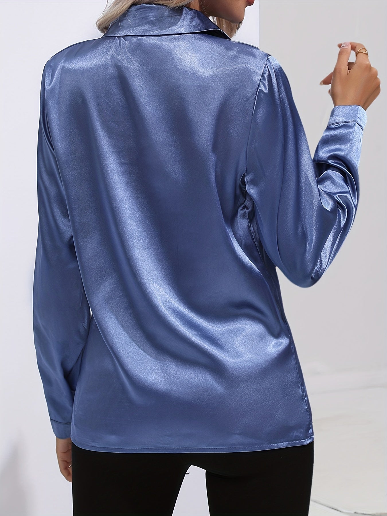 Kvinnors Satin Blus Elegant Höststil Mjuk Satinblandning-2