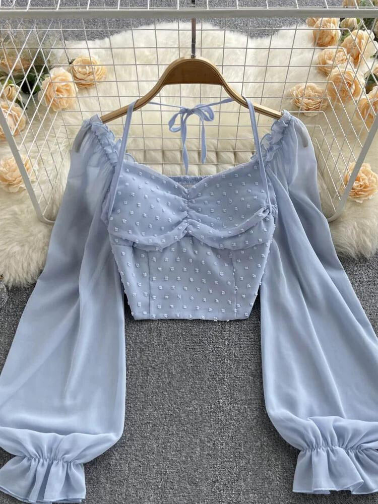 Variant image for Dam Blus Kortärmad Punktmönster Polyester-3