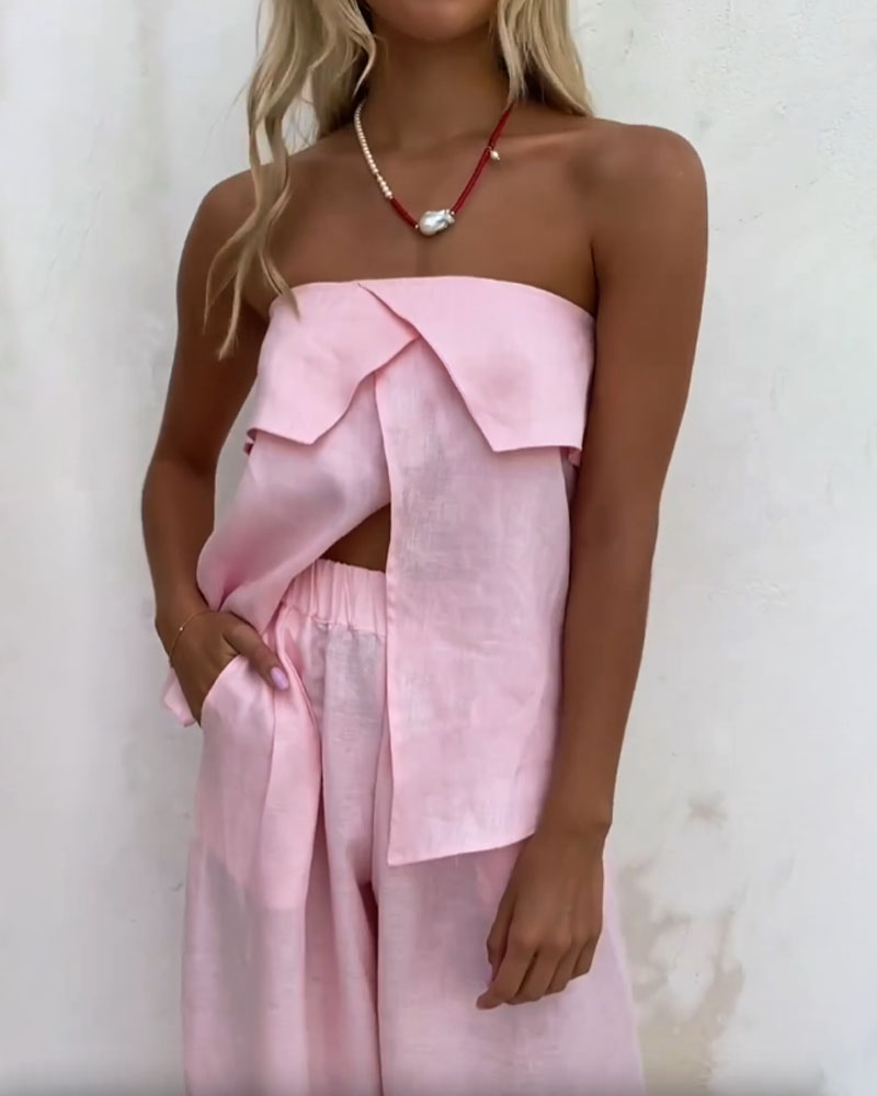 Dam Tvådelad Uppsättning Trendig Design Elastiskt Tyg-2