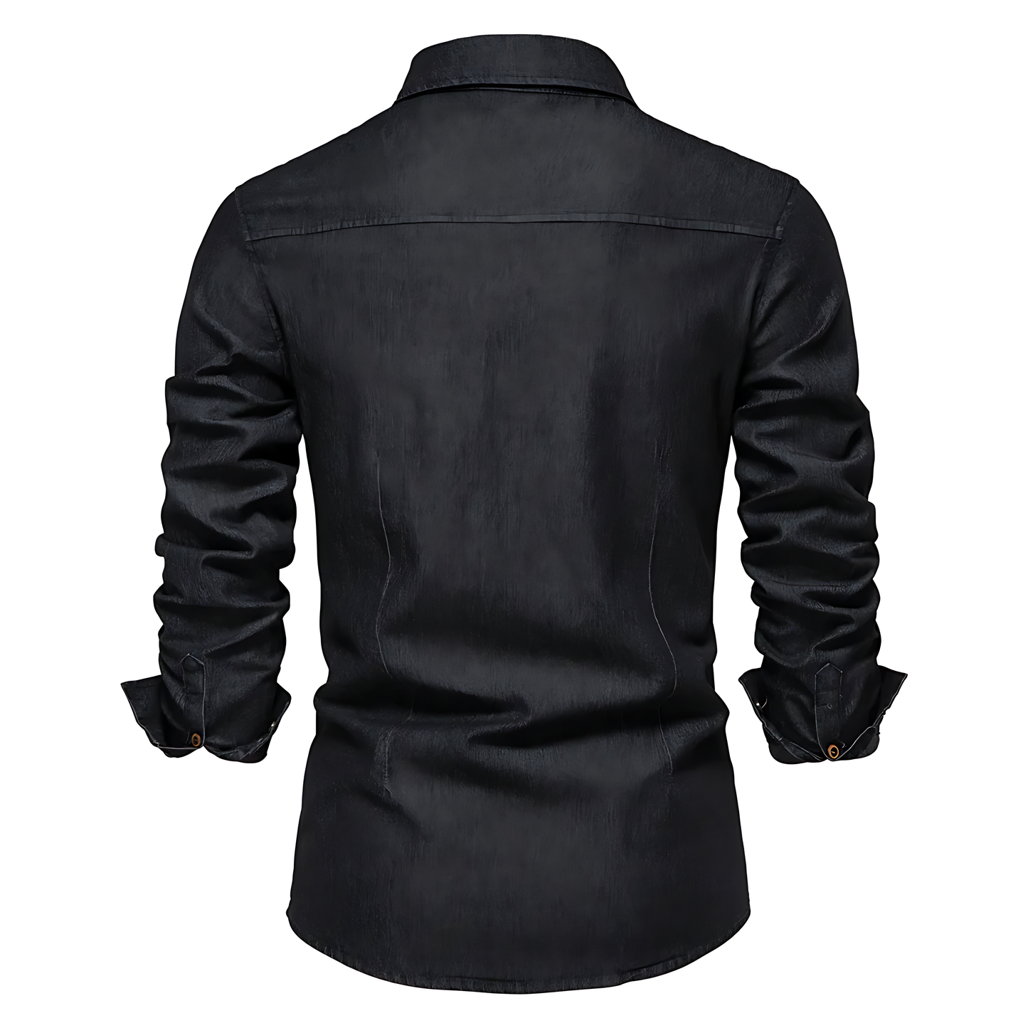 Herrskjorta Denim Avslappnad Stil 100% Bomull-4