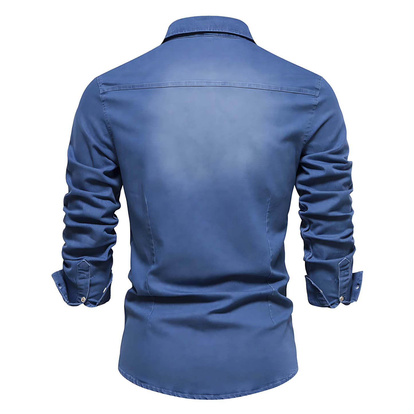 Herrskjorta Denim Avslappnad Stil 100% Bomull-2
