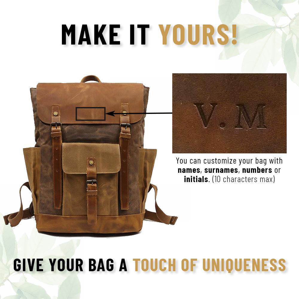 Variant image for Unisex Laptop Ryggsäck Vaxad Bomullsduk och Läder 15 Tum-8