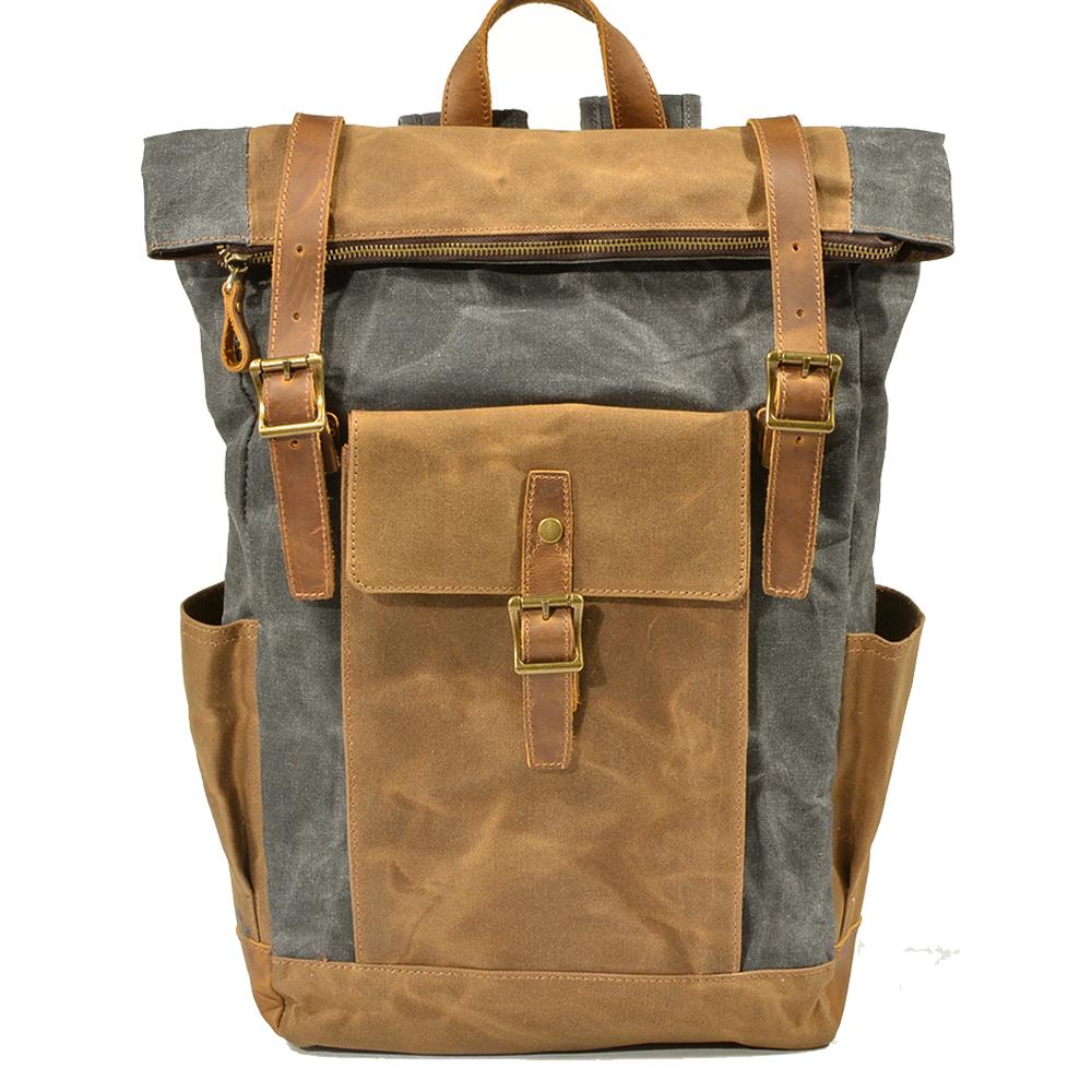 Herr Ryggsäck Canvas Robust Läder 8