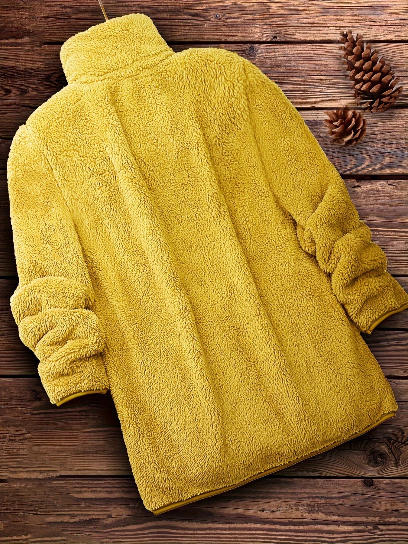 Variant image for Kvinna Kappa i Konstpäls Hög Krage Fluffig Avslappnad Passform-21